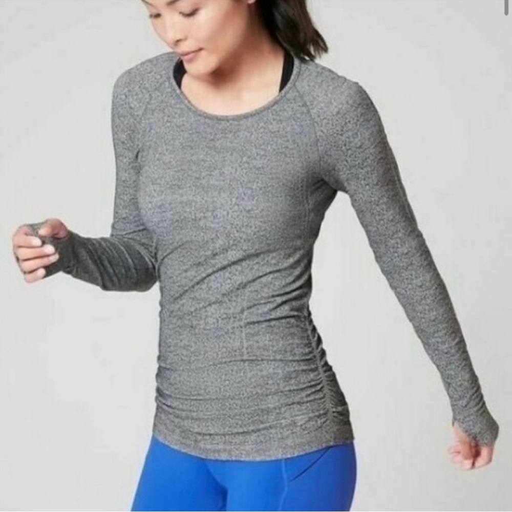 Athleta Speedlight Long-Sleeve Tee, Gray, Size XL